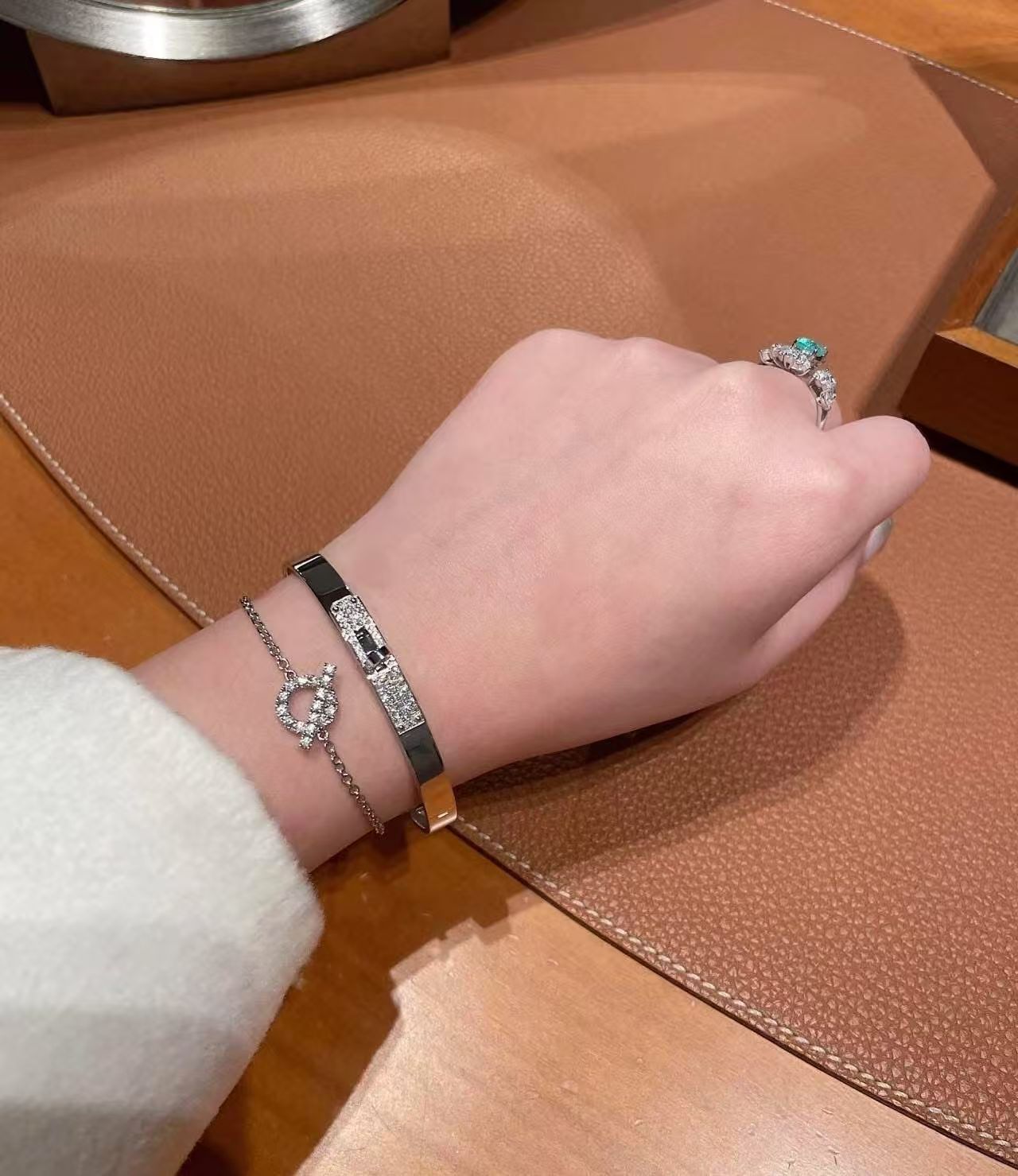 Hermes Kelly白金半鑽手鈪